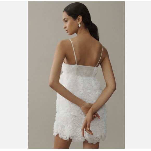 Brand New Anthropologie BHLDN V-Neck Tulle Rosette Mini Dress - Picture 4 of 12